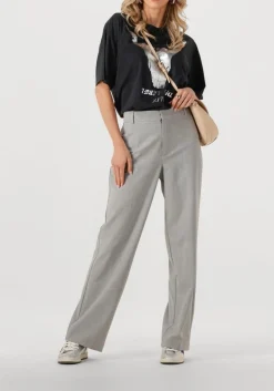 DAMES ALIX THE LABEL lichtgrijze pantalon ladies woven foil stripe pants