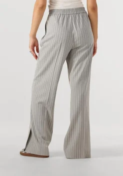 DAMES ALIX THE LABEL lichtgrijze wijde broek ladies woven pinstripe pants