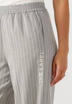 DAMES ALIX THE LABEL lichtgrijze wijde broek ladies woven pinstripe pants