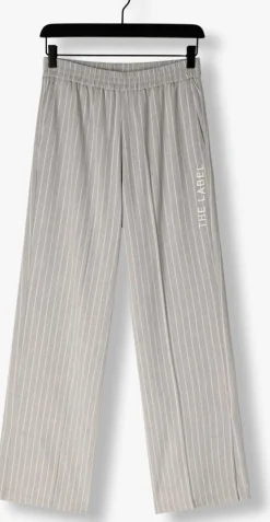 DAMES ALIX THE LABEL lichtgrijze wijde broek ladies woven pinstripe pants