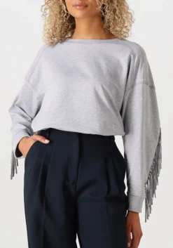 DAMES CO'COUTURE lichtgrijze trui studcc fringe sweat