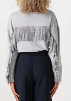 DAMES CO'COUTURE lichtgrijze trui studcc fringe sweat