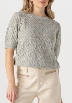 DAMES MOS MOSH lichtgrijze t-shirt mmkarin marisol ss linen knit