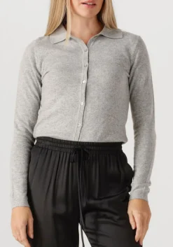 DAMES RESORT FINEST lichtgrijze vest polo short cardigan