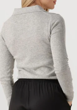 DAMES RESORT FINEST lichtgrijze vest polo short cardigan