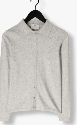 DAMES RESORT FINEST lichtgrijze vest polo short cardigan