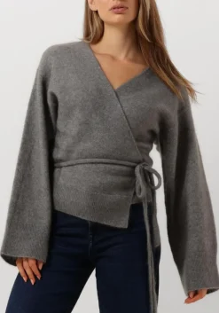 DAMES SECOND FEMALE lichtgrijze vest brook knit wrap cardigan