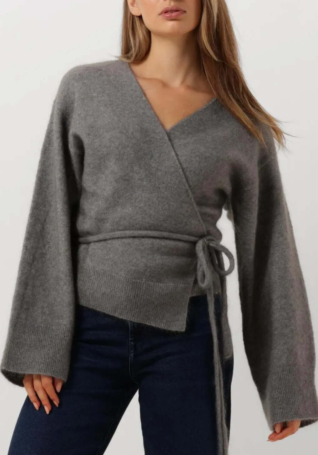 DAMES SECOND FEMALE lichtgrijze vest brook knit wrap cardigan