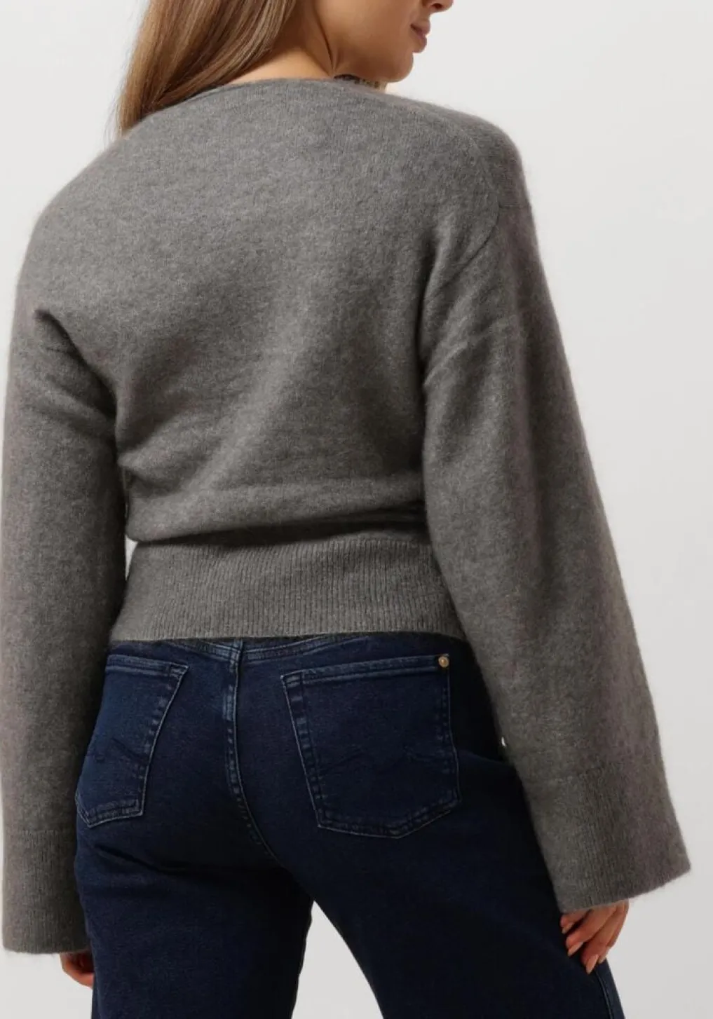 DAMES SECOND FEMALE lichtgrijze vest brook knit wrap cardigan