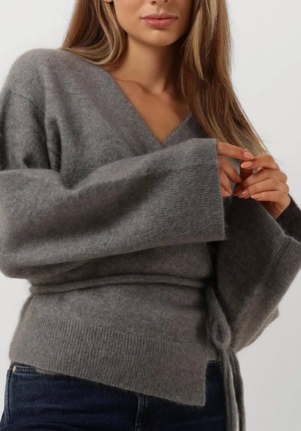 DAMES SECOND FEMALE lichtgrijze vest brook knit wrap cardigan