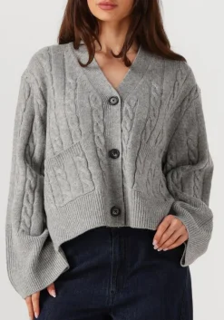 DAMES SECOND FEMALE lichtgrijze vest alphine knit cardigan