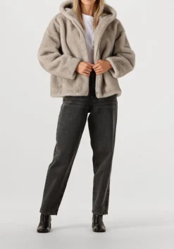 DAMES STUDIO AR lichtgrijze faux fur jas ruby