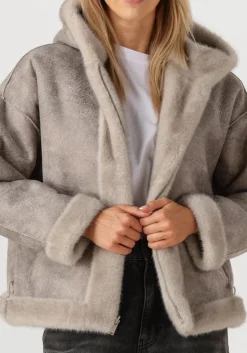 DAMES STUDIO AR lichtgrijze faux fur jas ruby