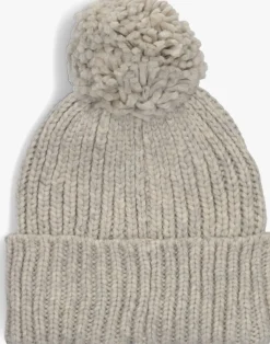 DAMES UGG lichtgrijze muts chunky rib beanie knit pom set