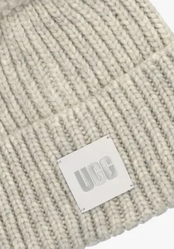 DAMES UGG lichtgrijze muts chunky rib knit beanie w pom