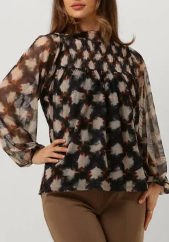 DAMES SUMMUM blouses jersey smocked top blurred star print