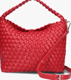 DAMES ALIX THE LABEL rode handtas ladies woven lacquar braided bag