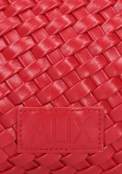 DAMES ALIX THE LABEL rode handtas ladies woven lacquar braided bag
