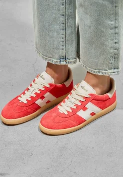 DAMES HOGAN rode lage sneakers cool allacciato