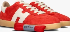 DAMES HOGAN rode lage sneakers cool allacciato