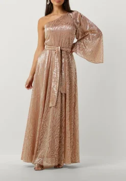 DAMES ACCESS maxi jurk shimmery one-shoulder animal print