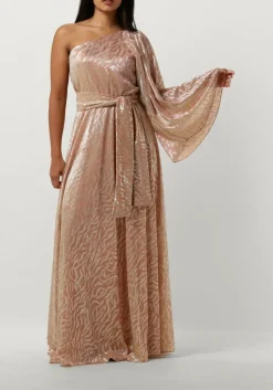 DAMES ACCESS maxi jurk shimmery one-shoulder animal print