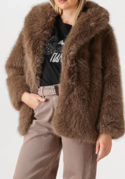 DAMES ALTER EGO taupe faux fur jas harper