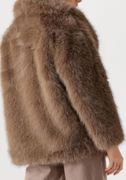 DAMES ALTER EGO taupe faux fur jas harper