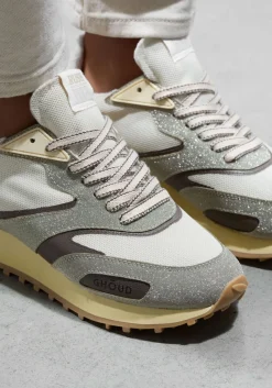 DAMES GHOUD te lage sneakers uni mesh glitter sneaker