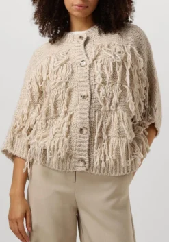 DAMES SUMMUM te vest cardigan 3/4 sleeve fringe knit