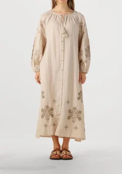 DAMES SUMMUM maxi jurk long dress linen heavy embroidery
