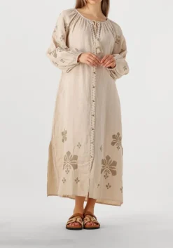 DAMES SUMMUM maxi jurk long dress linen heavy embroidery