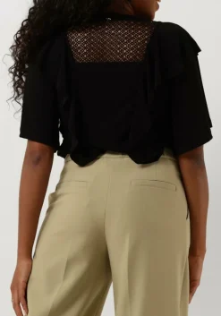 DAMES SUMMUM e t-shirt short sleeve ruffle top crepe jersey