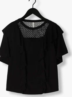 DAMES SUMMUM e t-shirt short sleeve ruffle top crepe jersey