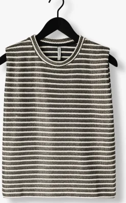 DAMES SUMMUM e t-shirt sleeveless top knitted stripe coated